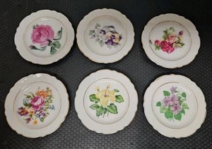 Vintage 6 Porzellan Rosen/Blumen Butterdosen/Untertassen/Teebeutel Halter Japan - Bild 1 von 10