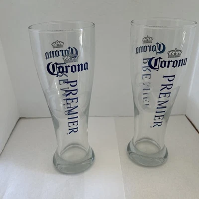 Набор из 2 новых травленых стекол 8 дюймов Corona Premier Tall Pilsner - Изображение 1 из 4