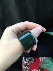 Anillo de jade hetiano natural certificado nefrita oleosa verde anillo de dedo para hombre - Imagen 1 de 9