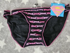 SuperGirl Intimates Women's Bikini Panties Size: LARGE Color: BLACK/PINK - Picture 1 of 10