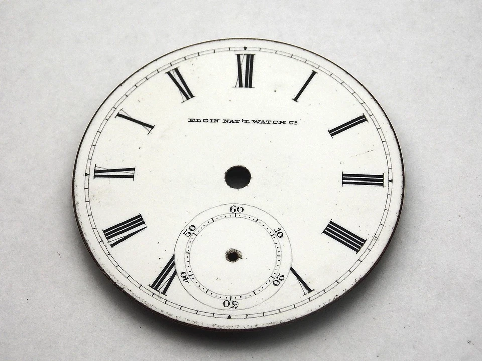 Reloj Elgin Natl Watch Co esfera para relojes de bolsillo vintage antiguo blanco 44,3 mm Foto 1 de 1