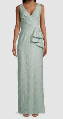 Vestido feminino Aidan Mattox verde jacquard coluna tamanho 2 US$ 596 - Imagem 1 de 4