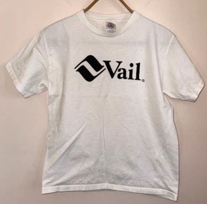 Camiseta Vintage VAIL Colorado Esquí Algodón Talla M Blanco Delta - Imagen 1 de 4
