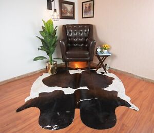 Cowhide Rug xL 6x6 ft Tricolor Cow Skin Leather Animal Hide Cow Print Rug Large