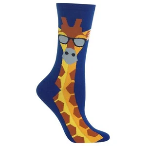 HOTSOX Womens Giraffe Socks 1 Pair Blue Shoe Size 9-11 - Picture 1 of 4