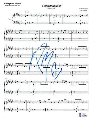 POST MALONE SIGNED CONGRATULATIONS AUTOGRAPH LYRIC SHEET BECKETT BAS 7 Cover