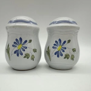 Longchamp Perouges Salt and Pepper Shakers Set Blue Yellow Flowers - Picture 1 of 13