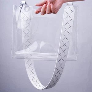 Clear Vinyl Plastic Bag Tote Crossbody Shopper Square Handles Stud Strap PVC - Picture 1 of 81