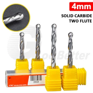4mm Solid Carbide Ballnose End Mill 2 Flute Spiral Slot Drill Router Bit for MDF - Picture 1 of 18