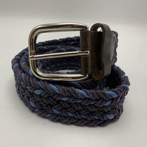 Etro Blue Woven Belt Solid Brass Buckle Made In Italy - 42 Inch Length - Picture 1 of 12
