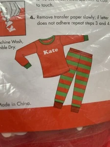 Kids Custom Iron On Personalized Pajamas Pj 2 Pc Set Sz L Green Red Shirt Pants - Picture 1 of 7