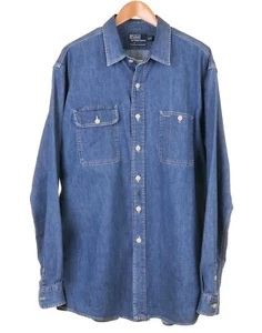 Hoja de trabajo Polo Ralph Lauren Dungaree azul triple puntada utilitario con botones XL - Imagen 1 de 8