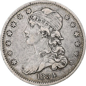 [#1281132] United States, Quarter, Liberty Cap, 1834, Philadelphia, Silver, VF