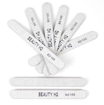BEAUTY HEADQUARTERS 10 X DOUBLE SILE NAIL SANDING FILES GRITS 80/100