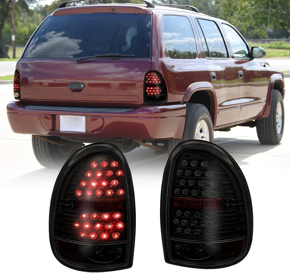 LED Tail Lights for 98-03 Dodge Durango 96-00 Caravan Rear Lamp Black Smoke Pair Foto 1 de 4