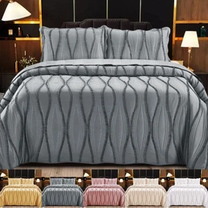 Juego de cama individual doble king size colcha acolchada en relieve de 3 piezas - Imagen 1 de 11