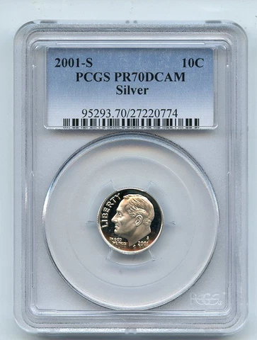 2001 S 10C Silver Roosevelt Dime PCGS PR70DCAM Cover
