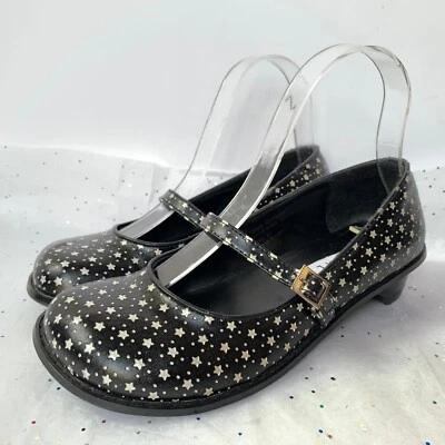 Very Volatile Black Vegan Leather Chunky Style Star Print Mary Janes  Size 6.5 - Imagem 1 de 4