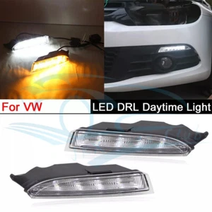 Pair Front Daytime Running Lights LED DRL Fog Lamp q For VW Scirocco R 2010-2014 - Picture 1 of 9