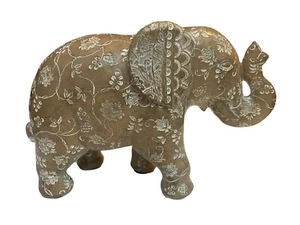 Bentley & BO Elephant Wood Figure Floral Pattern - Picture 1 of 5