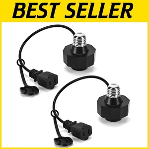 E26 Light Socket to 2-Prong Outlet Adapter - 300W Power for Outdoor Use (2-Pack) - Picture 1 of 9