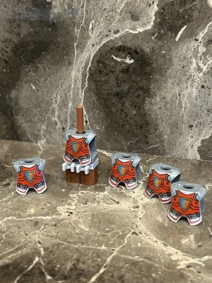 Paquete X5 Minifigura Caballero León Armadura Rojo Bloque de Construcción Juguete Accesorios Foto 1 de 4