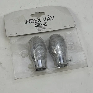 Embouts bouchons de poteau de rideau Ikea Index Väv Vav métal argenté en forme d'œuf - Photo 1/12