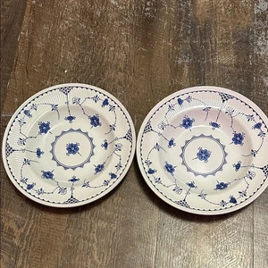 Denmark Blue colección por Furnivals Juego de 2 cuencos de sopa de 9 pulgadas England Boat - Imagen 1 de 7