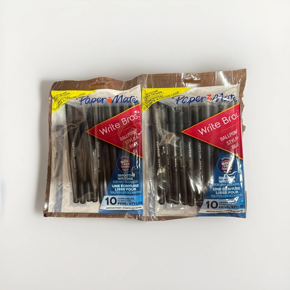 (2) Lote de 10 bolígrafos de punta mediana Paper Mate Write Bros. 1,0 mm negros Foto 1 de 1