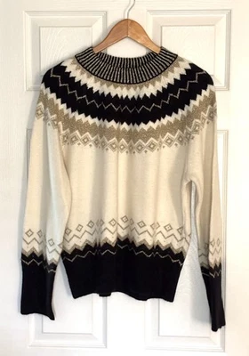 Suéter festivo ANN TAYLOR Fair Isle Holiday para mujer talla XXL negro crema Foto 1 de 4