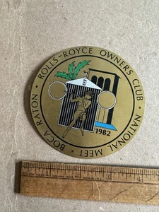 Vintage Rolls Royce Owners Club Badge Dash Plaque Boca Raton Florida 1982 - Picture 1 of 4