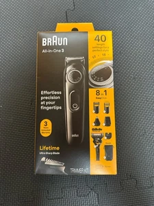 Braun Serie 3 Todo en Uno 8 en 1 Kit de Recortadora de Barba Eléctrica y Maquinilla de Afeitar AIO3470 ¡Nuevo! - Imagen 1 de 2