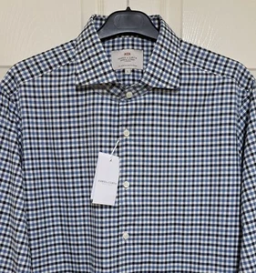 Hawes Curtis Flannel Shirt Men's L Relaxed Fit Brushed Cotton Blue Check BNWT  - Picture 1 of 16