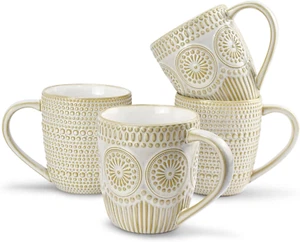 Coffee Mugs 16 oz Set of 4, Ceramic Mug Set for Latte, Hot Tea, Cappuccino, Moch - Picture 1 of 12