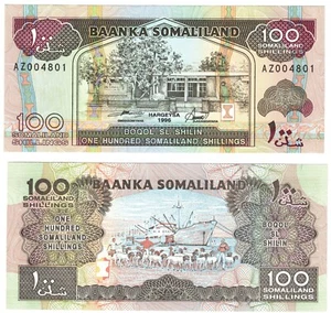 1996 Somaliland banknote 100 Shilin P5b UNC Prefix AZ - Picture 1 of 1