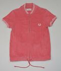  fred perry polo SHIRT half zip jersey terry pink  vintage top kit size M