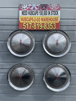 1974-76 Vintage Oldsmobile Delta  88 Hubcaps Set 4 Beautiful Red 4 Customcruser - Image 1 of 4