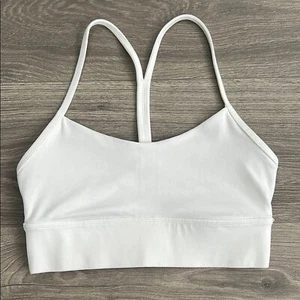LULULEMON Flow Y Bra Size 6 White Nulu Racerback Sports Bra Activewear Yoga Gym - Picture 1 of 7