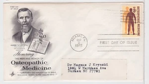 TurtlesTradingPost- Osteopathic Medicine-1972 FDC #1469 - Artcraft Cachet - Picture 1 of 1