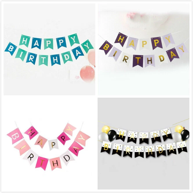 Bandera de Feliz Cumpleaños - Cartas Colgantes Pastel Fiesta Decoración Guirnalda Foto 1 de 1