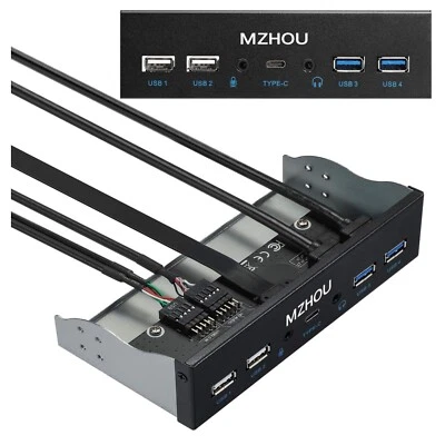 USB Frontpanel 5.25 Zoll Hub HD-Audio Mikrofon 7 Ports Plug & Play - Bild 1 von 4