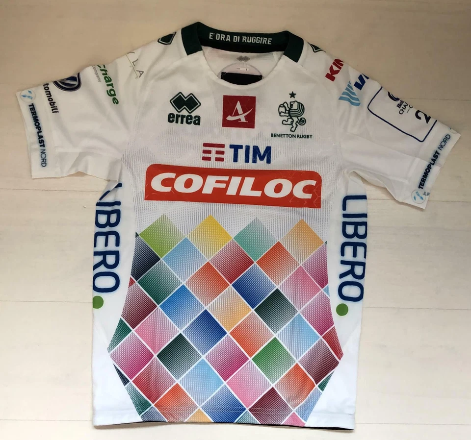 1674/123 ERREA MAILLOT DE RUGBY BENETTON T-SHIRT COUPE PRÊTS À RUGIR 2019-2020 - Photo 1/1