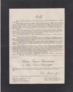 1921 Faire-part décès Marie-Thérèse CHASSAIGNE, Mme François PINASSEAU Angoulême - Imagen 1 de 1
