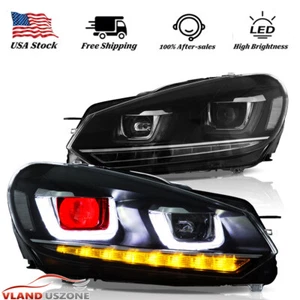 LED Projector Headlights Demon Eye For 2010-2013 Golf MK6 Sequential Indicator - Picture 1 of 16