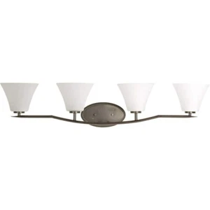 Progress Light Bravo  4Light Antique Bronze Etchd Glass Modern Bath Vanity Light - Picture 1 of 1