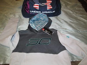 NEW Boys Under Armour SC CURRY COLDGEAR Hoodie Gray/Blk/Teal YLG 14-16 FREE SHIP - Picture 1 of 9