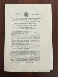 Decreto Contiene Norme per la Franchigia Postale e Telegrafica 1919 - Bild 1 von 1