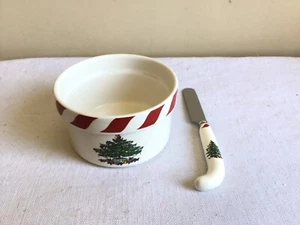 Spode England Bone China Christmas Tree Pattern Round Dip Bow Spreader Set - Picture 1 of 11