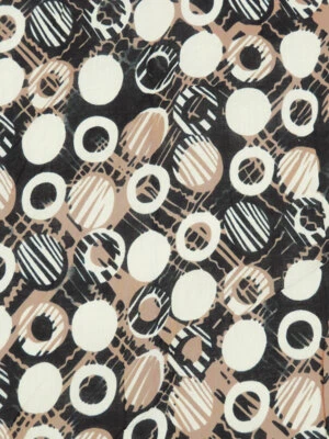 Abstract Circle  Cotton Voile Fabric Crinkle  Browns  Contemporary  BY the Yard - Image 1 of 2
