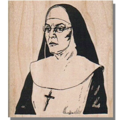 Деревянный Резиновый Штамп, СЕСТРА С КРЕСТОМ, Религия, Религия, Молитва, Церковь, Бог, Монахиня - Изображение 1 из 2